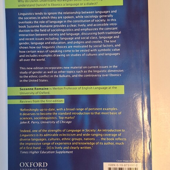 Language in Society: An Introduction to Sociolinguistics by Suzanne Romaine book - Picture 4 of 4